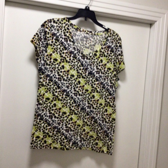 Womens New Directions Weekend Multicolor Leopard Print Top - Picture 1 of 5
